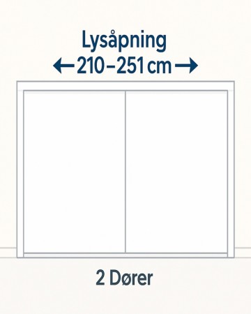 Bredde 210-251cm (2 dører)