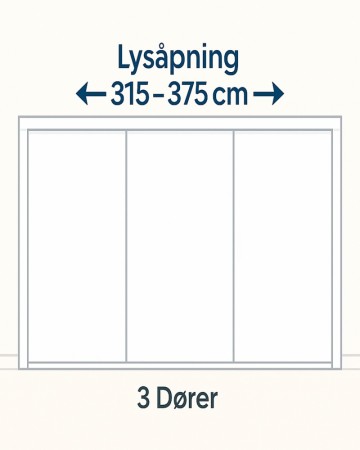 Bredde 315-370cm (3 dører)